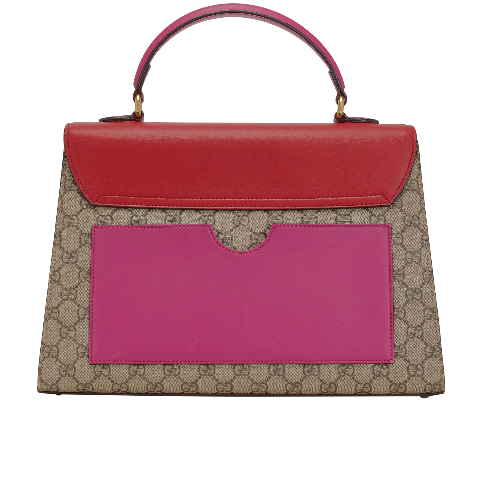 Padlock Top Handle, &pound;1,100, Handbags, Beige/Red, Canvas/Leather, Back view